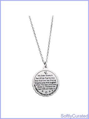 Stainless Steel Sister Necklace Sunflower Pendant Friendship Gift